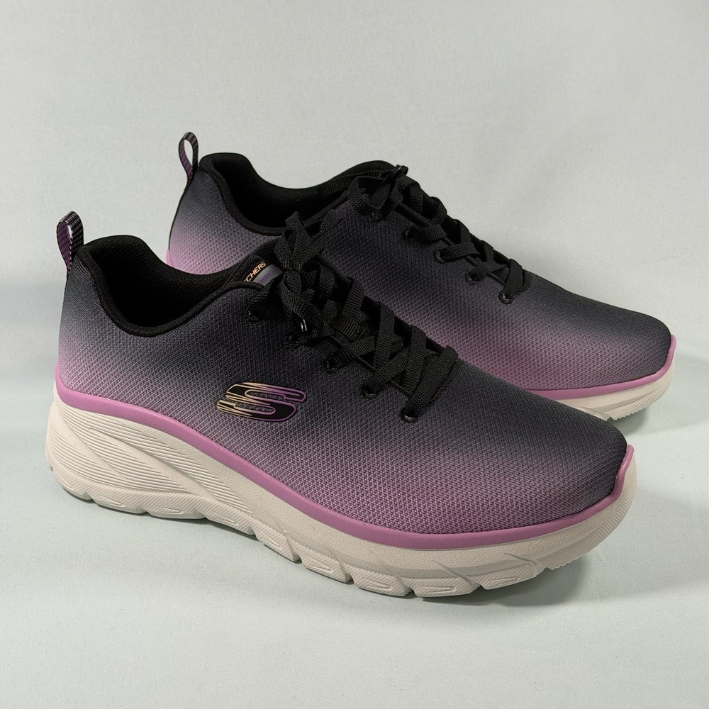Skechers Womens Size-11 Fashion Fit Build Up Black Pink Lite Weight Sneakers New